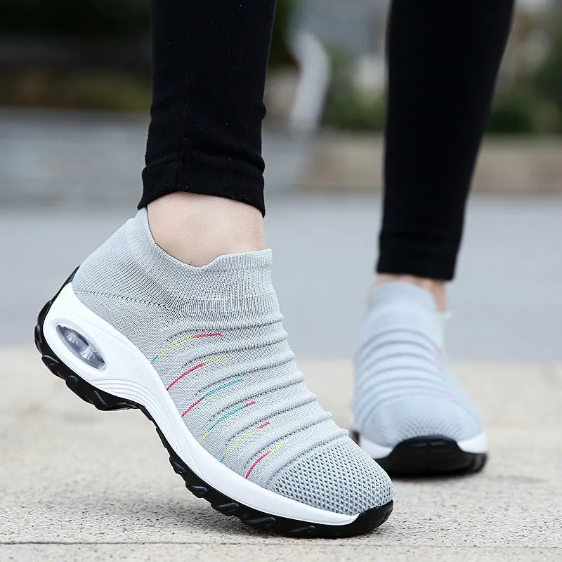 Women’s Comfortable Air Cushion Slip On Knit Sneakers | Perfect for All Seasons