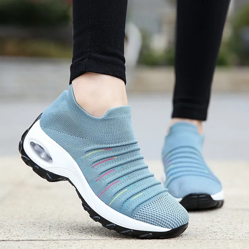 Women’s Comfortable Air Cushion Slip On Knit Sneakers | Perfect for All Seasons