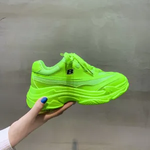 Women’s Elegant Neon Color Platform Sneakers with Number Print | Perfect for All Seasons