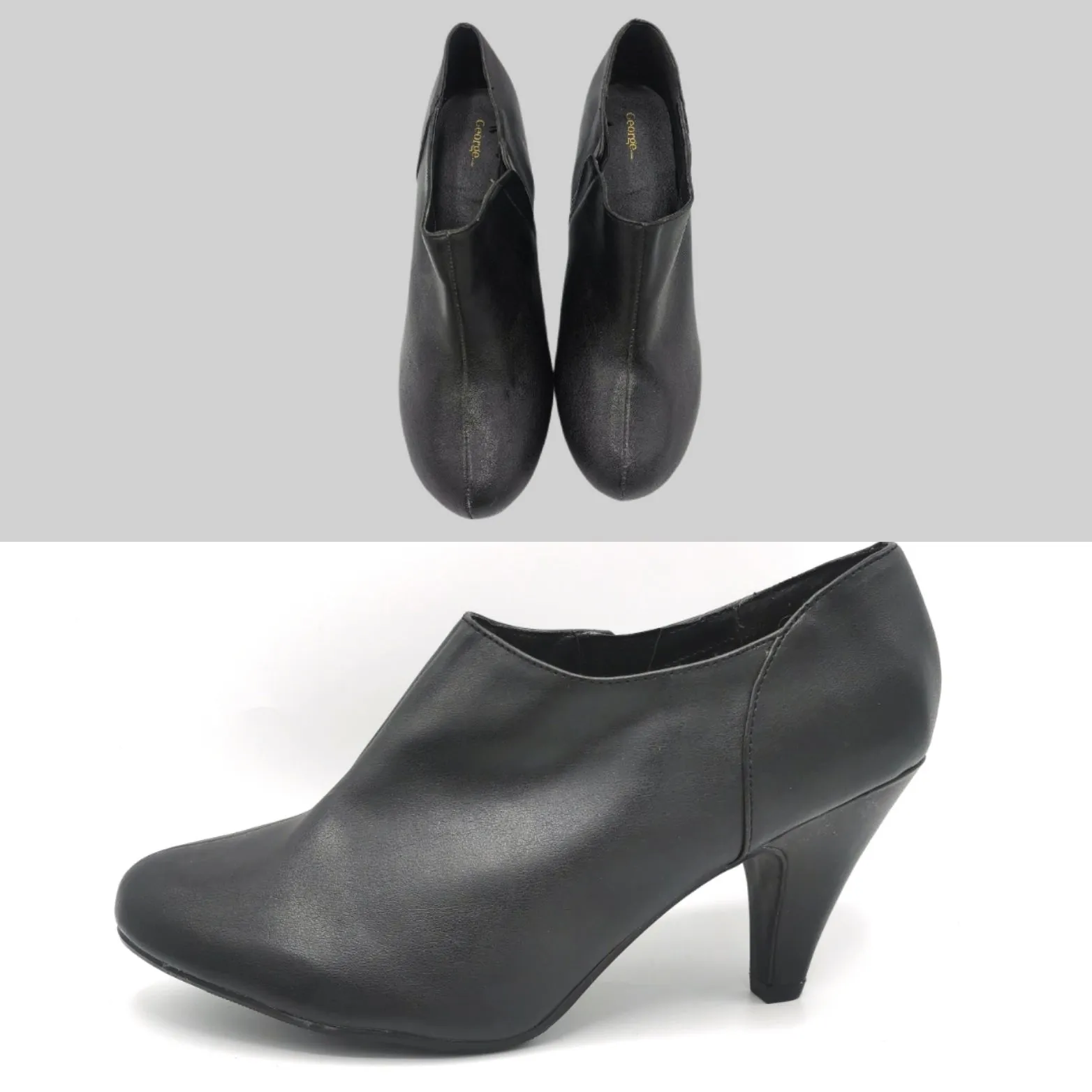 WOMENS SIZE 11 - Black, Faux Leather Ankle Booties EUC B39