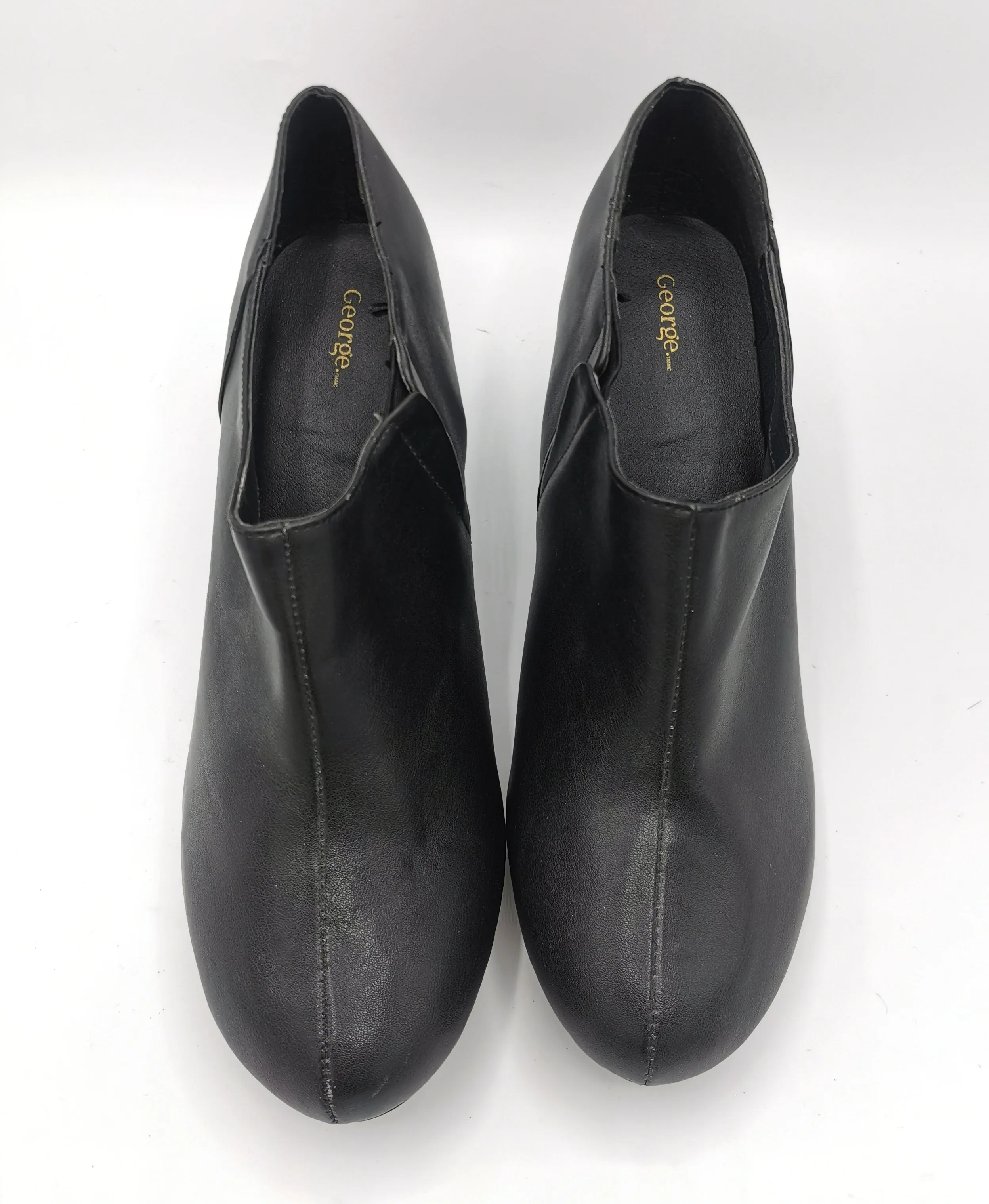 WOMENS SIZE 11 - Black, Faux Leather Ankle Booties EUC B39