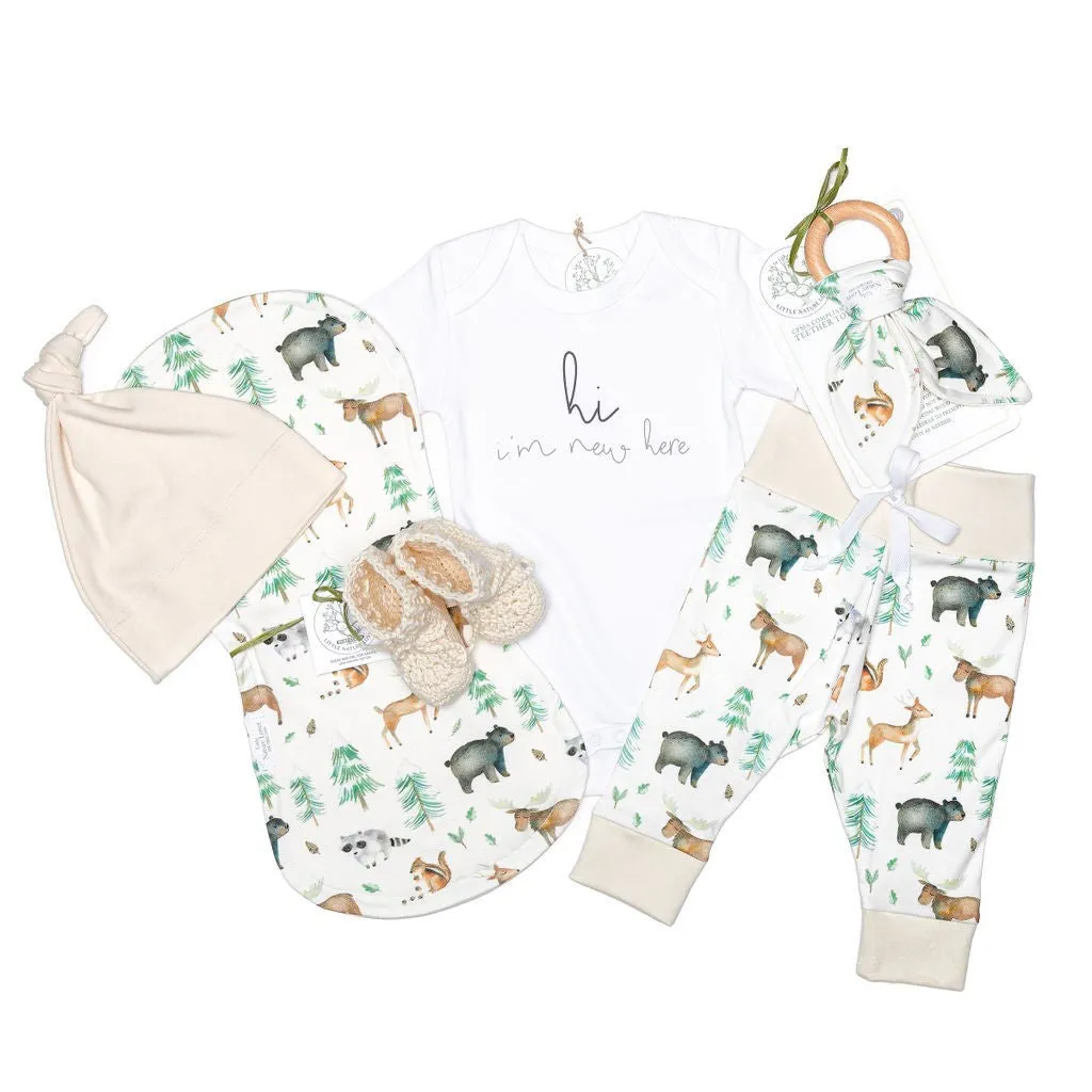 Woodland Friends | Organic Baby Gift Basket 7pcs| Gender Neutral