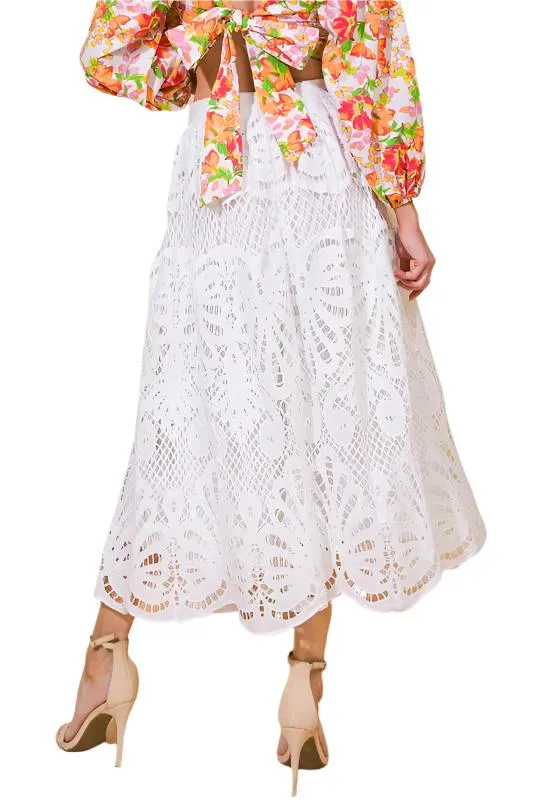 Woven Lace Midi Skirt