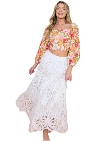Woven Lace Midi Skirt