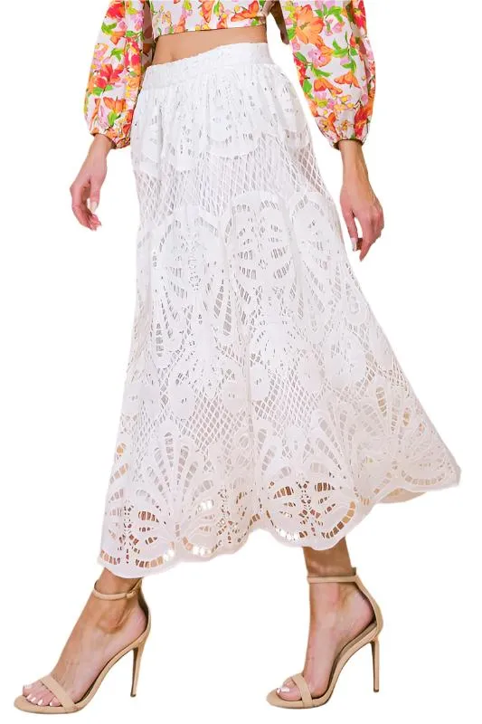 Woven Lace Midi Skirt
